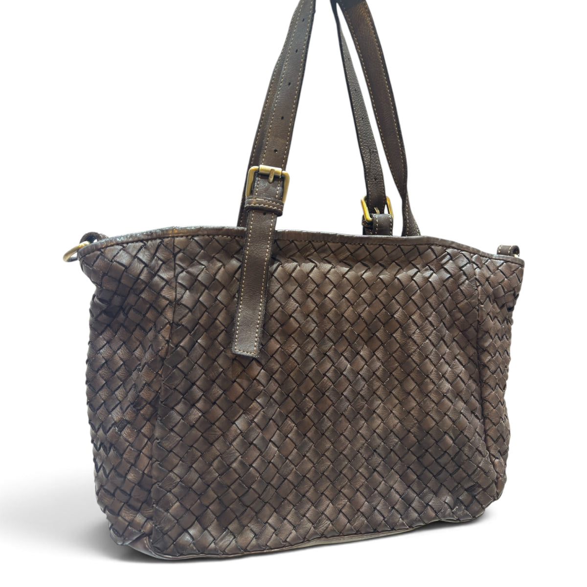 Classic brown leather handbag for women