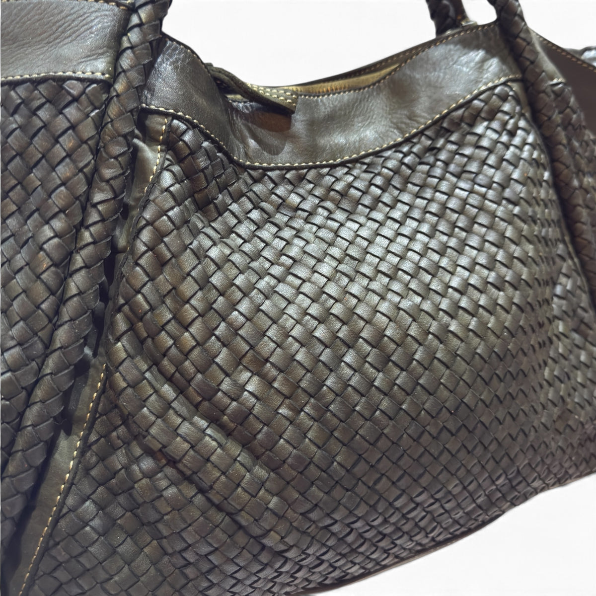 Woven Italian leather handbag from Florence Italy 
